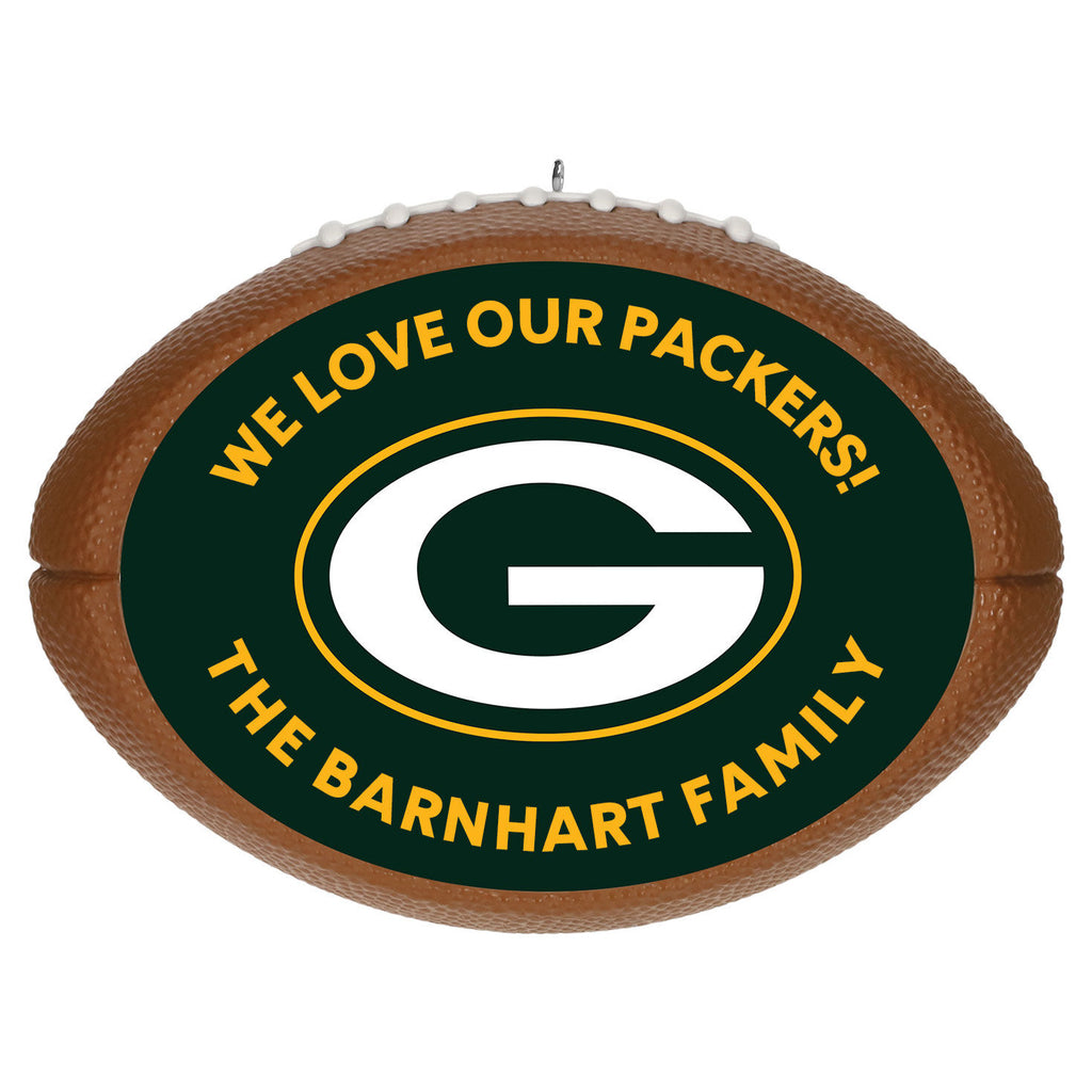 NFL Green Bay Packers Football Personalized Ornament, Custom Text