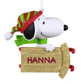 The Peanuts® Gang Sledding With Snoopy Personalized Ornament, Custom Text