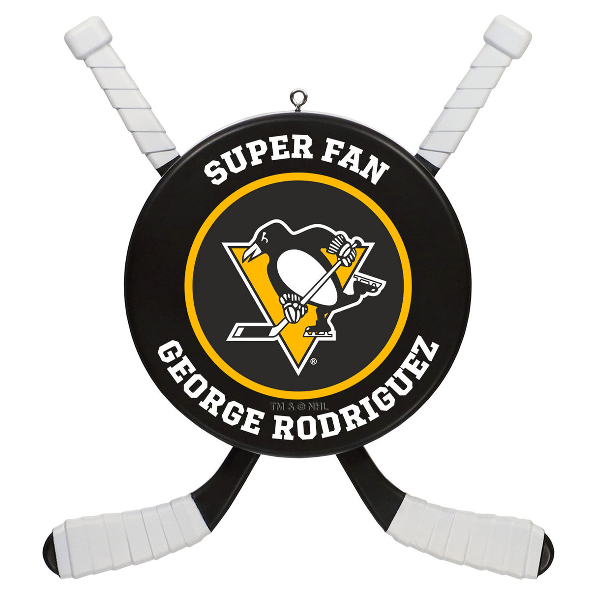 NHL Pittsburgh Penguins® Hockey Personalized Ornament, Custom Text