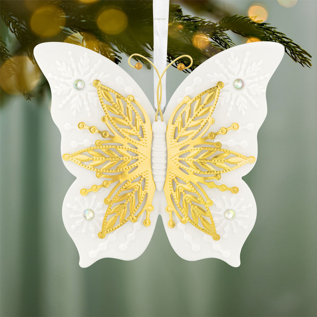 10th Anniversary Brilliant Butterflies Porcelain and Metal Ornament