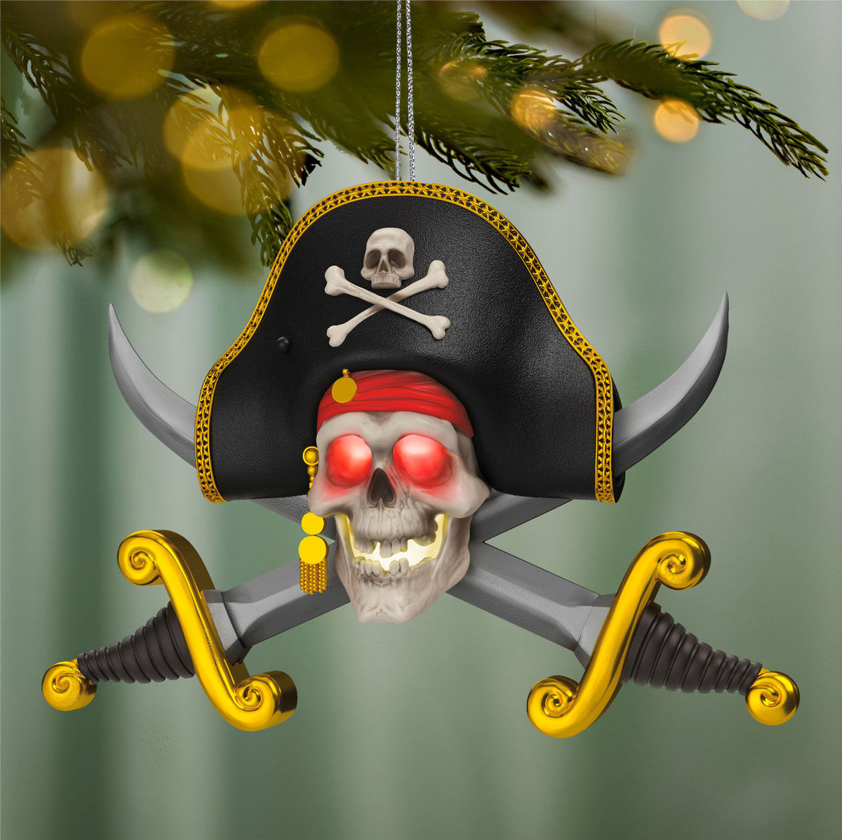 Disney Pirates of the Caribbean Collection The Talking Skull Ornament With Light and Sound