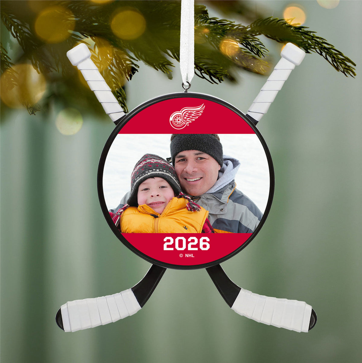 NHL Detroit Red Wings® Hockey Personalized Ornament, Custom Photo and Text