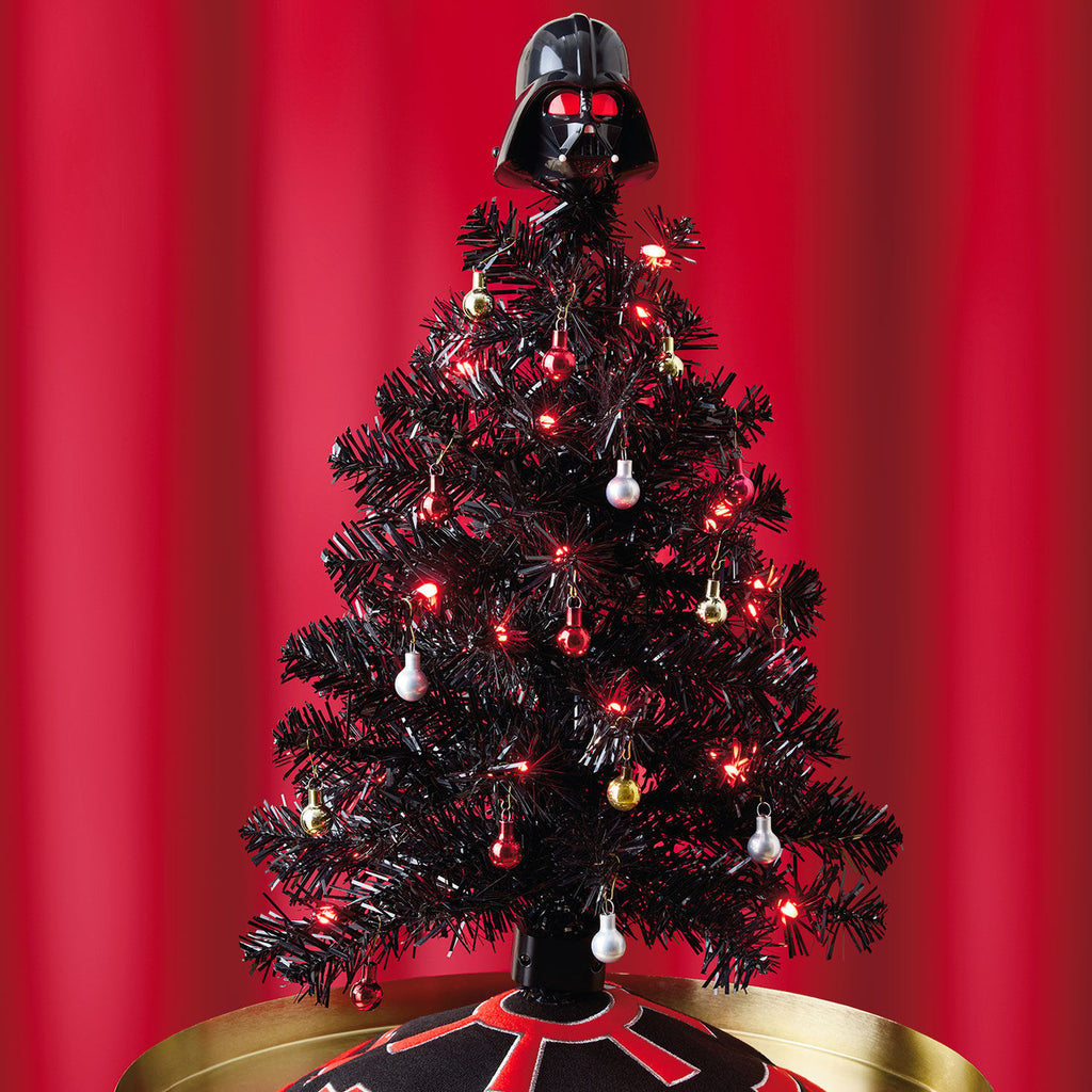 Mini ShowToppers Black Christmas Tree With Light, 17"