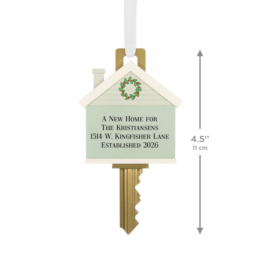 New Home Key Personalized Ornament, Custom Text
