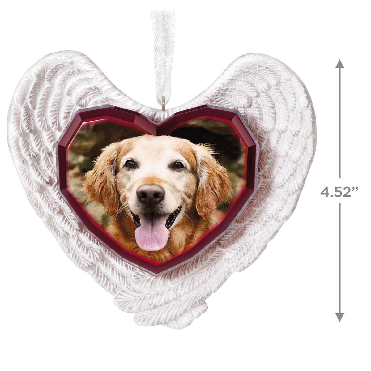 Forever Loved Memorial Heart and Angel Wings Personalized Ornament, Custom Photo
