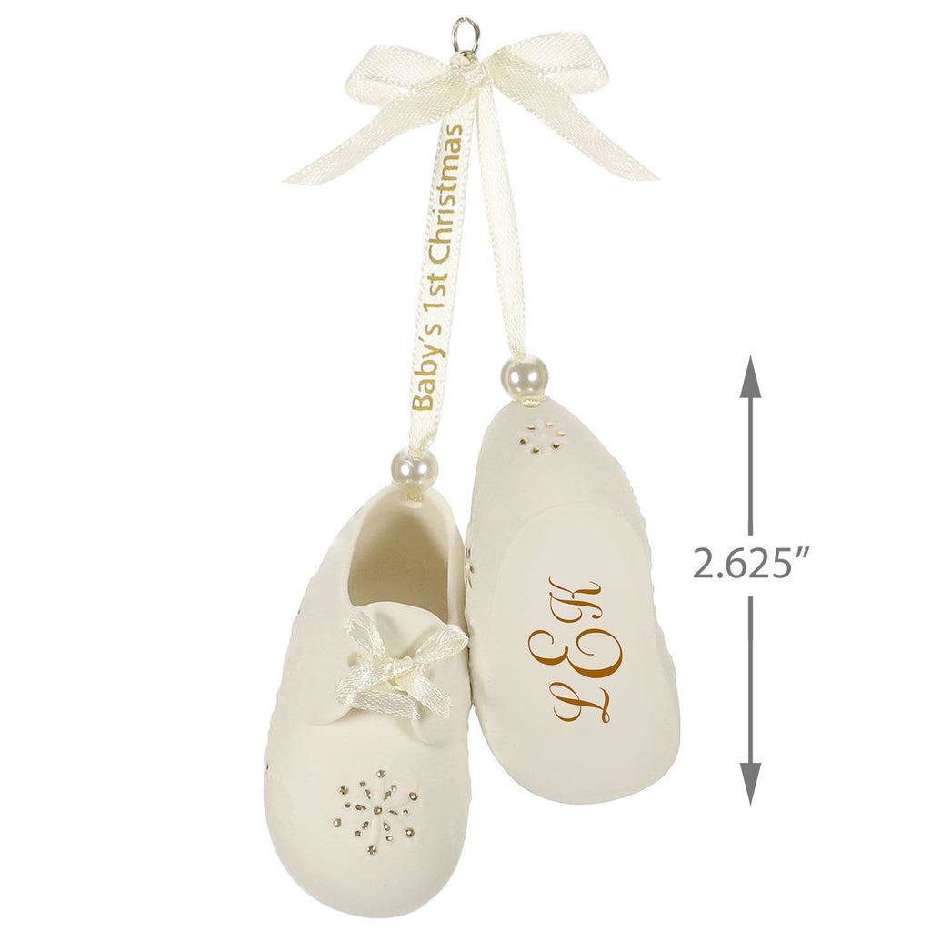 Baby’s First Christmas Monogram Booties Porcelain Personalized Ornament, Custom Text